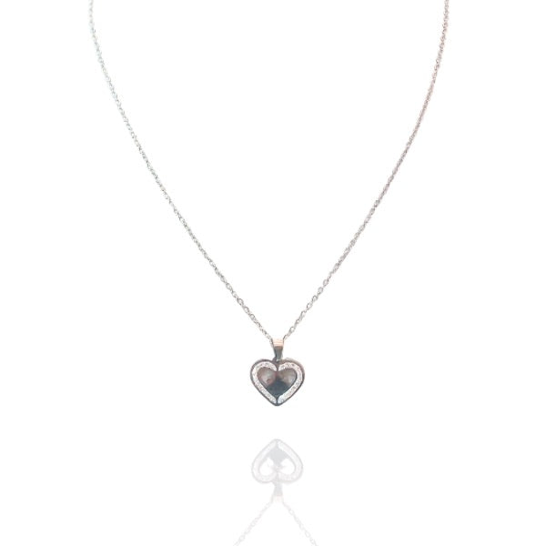 Colar Coração e Trevo Prata – Aço Inoxidável