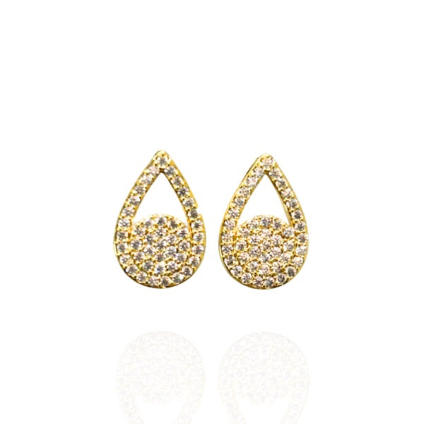 Brinco gota cravejado Dourado - Semijoia