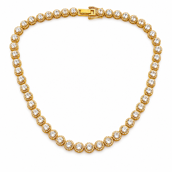 Colar Riviera Circular Dourado Folheado a Ouro 18k