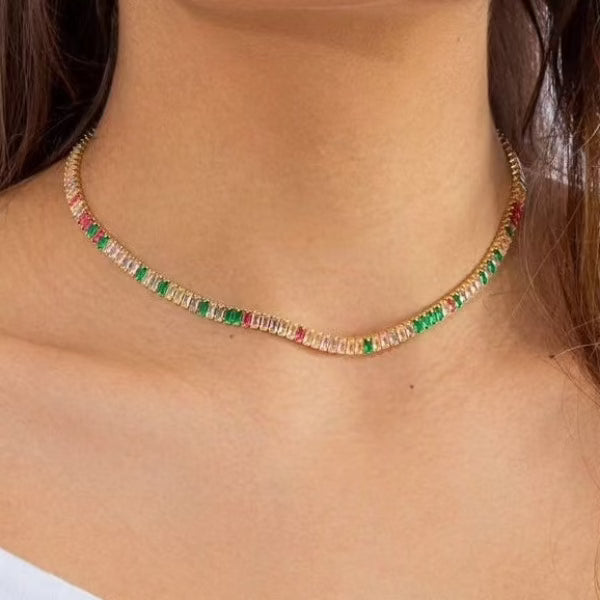 Reviera Baguete com Zircônias Coloridas