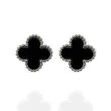 Brinco trevo Inox Preto - Prata