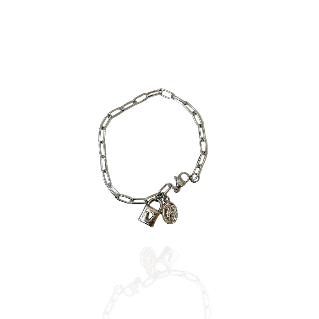Pulseira Consagração Nossa Senhora Prata Aço Inox Antialérgica