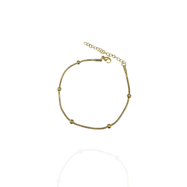 Pulseira Mini Bolinhas Dourado Aço Inox Antialérgica