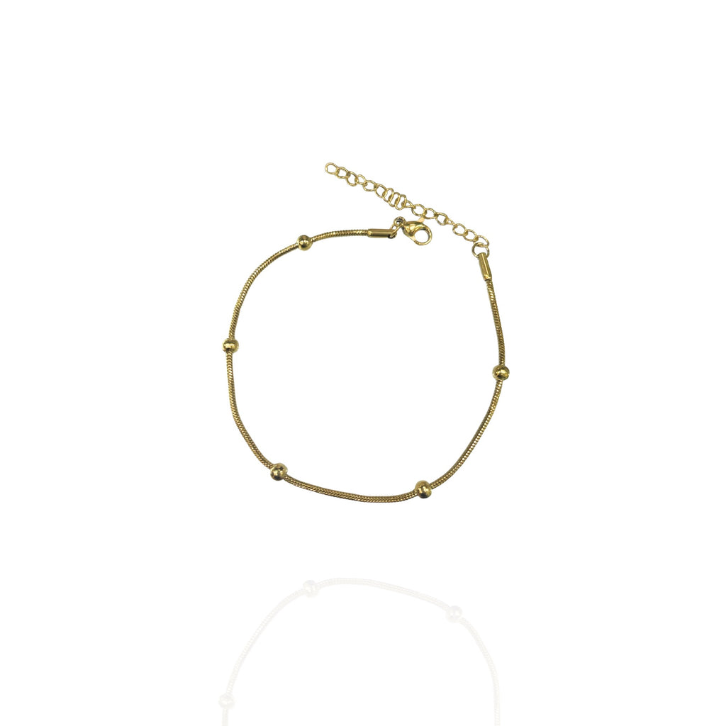 Pulseira Mini Bolinhas Dourado Aço Inox Antialérgica
