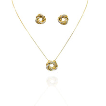 Conjunto Pingente elo cravejado dourado - Semijoia