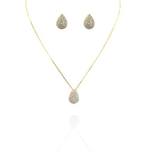 Conjunto Pingente gota cravejada dourado - Semijoia