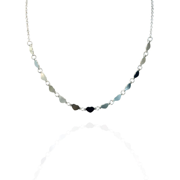 Colar mini corações prata - aço inoxidável