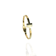 Bracelete T Dourado Aço Inox Antialérgico