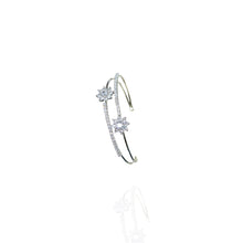 Bracelete flor cravejada prata - Folheado