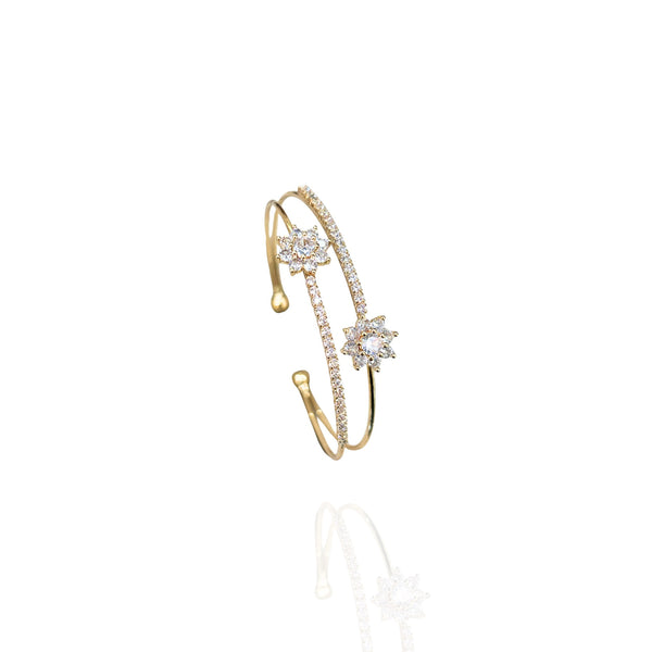Bracelete Flor Cravejada Dourada Folheado 18k