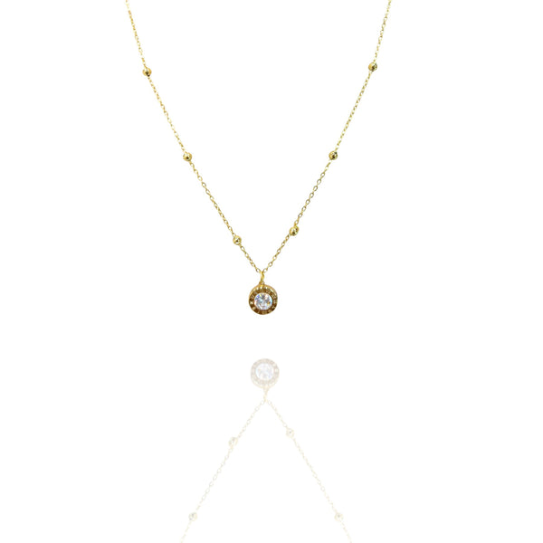 Colar Ponto Luz Romanos Dourado Aço Inox Cravejado