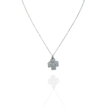Colar Pingente Flor Anti estresse Cristal Prata Aço Inox Cravejado