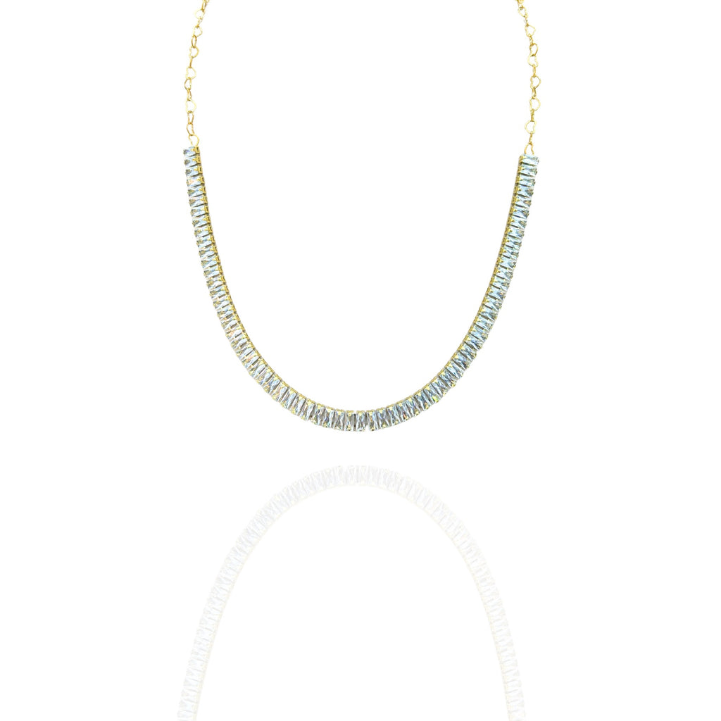 Colar Riviera Baguete Dourado Folheado Ouro 18k