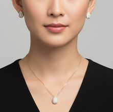 Conjunto Pingente gota cravejada dourado - Semijoia