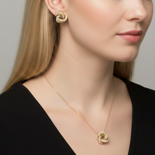 Conjunto Pingente elo cravejado dourado - Semijoia