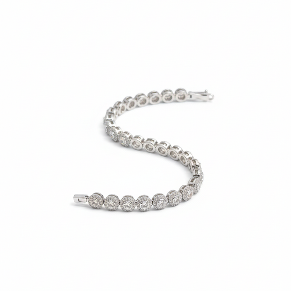 Pulseira Riviera Circular Ponto de Luz Folheada a Prata