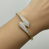 Bracelete Seta Cravejado Dourado Aço Inox Antialérgico
