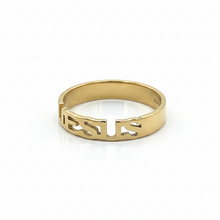 Anel com nome Jesus vazado dourado - Aço Inox