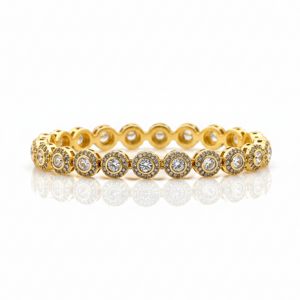 Pulseira Riviera Ponto de Luz Dourada Folheada 18k