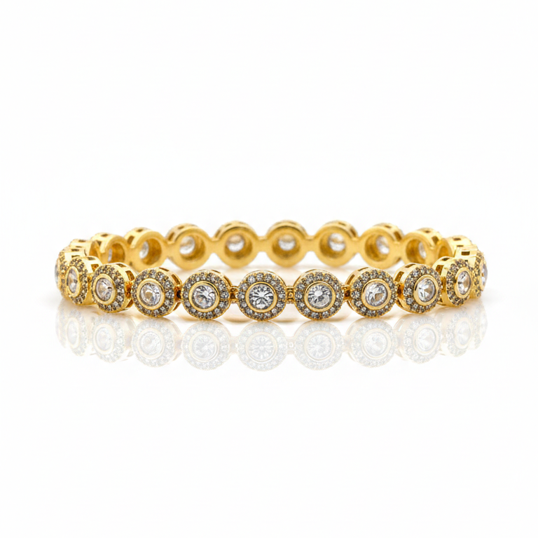 Pulseira Riviera circular Ponto de Luz Dourada Folheada 18k