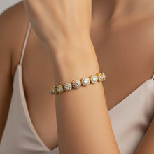 Pulseira Riviera Ponto de Luz Dourada Folheada 18k
