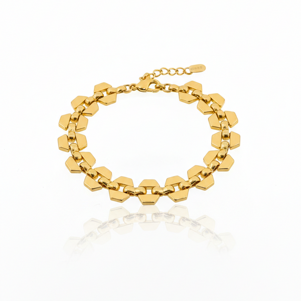 Pulseira elos quadrados Dourada Folheada a Ouro 18k