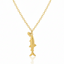 Colar Peixe e Mini Peixe Dourado Aço Inox Antialérgico