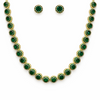 Conjunto Colar e Brinco Riviera Verde Folheado Ouro 18k
