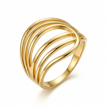 Anel linear ondas dourado - Semijoia