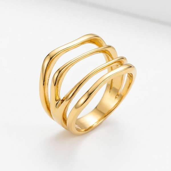 Anel Dunas dourado - Semijoia