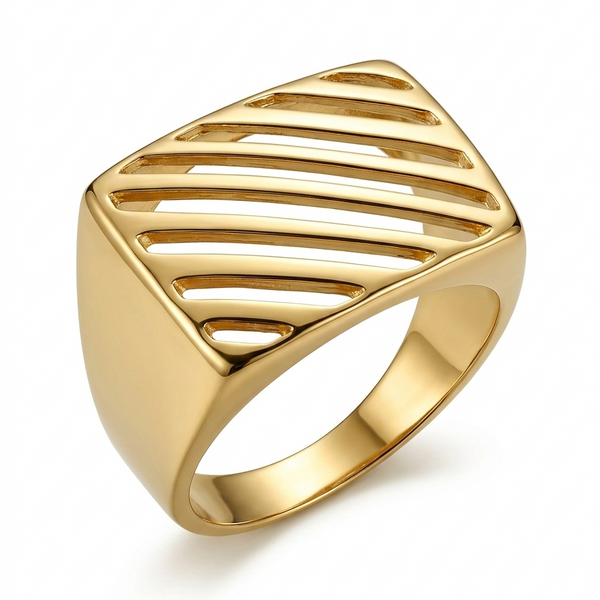 Anel Dedante orgânico feminino dourado - Semijoia