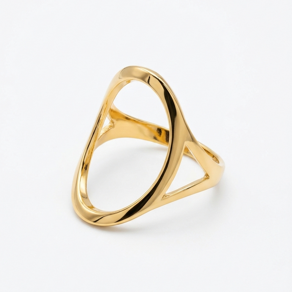 Anel circular vazado dourado- Semijoia