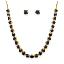 Kit Colar e Brinco Riviera Preta Folheado a Ouro 18k