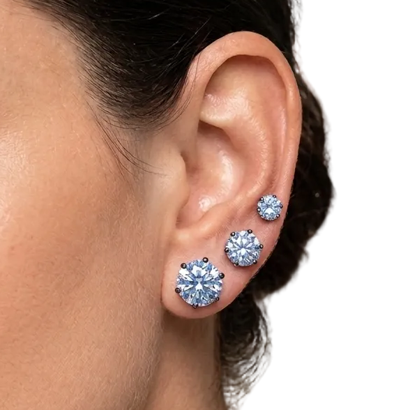 Trio de brincos ponto de luz prata - aço inox