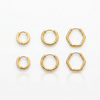 Trio Argolas Circular e Hexagonal Dourada Aço Inox