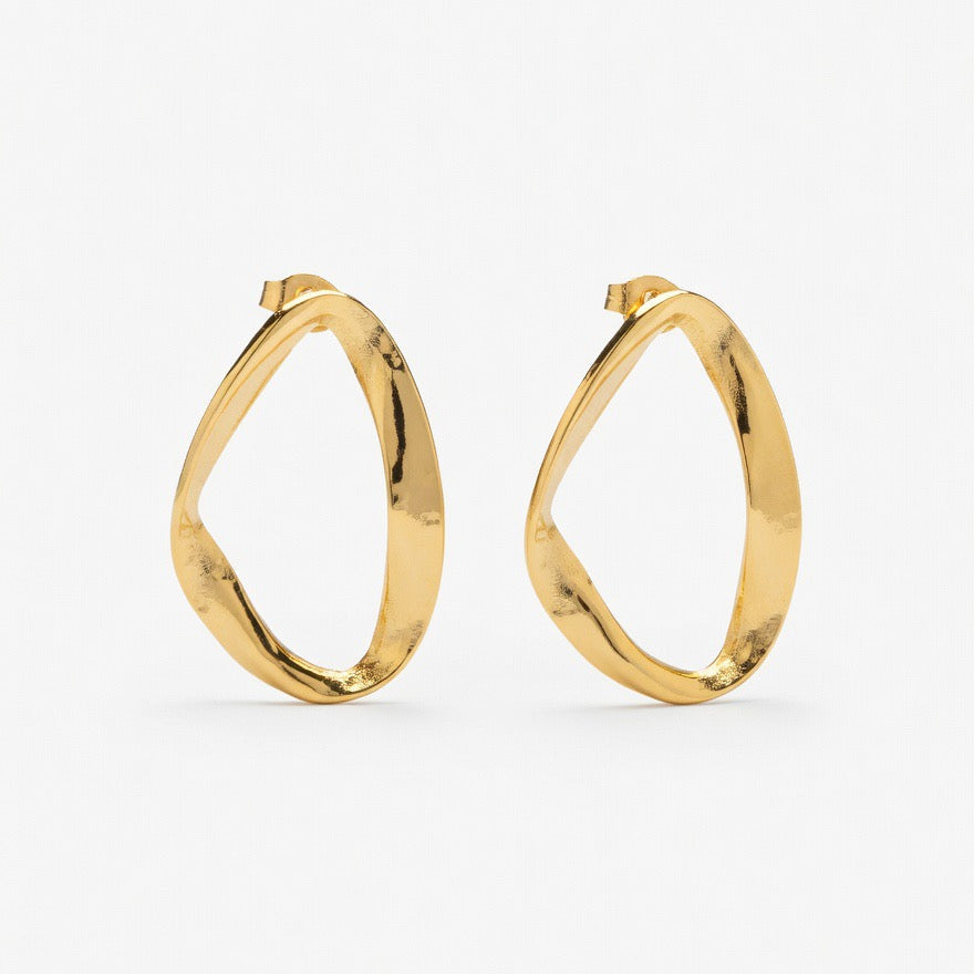 Brinco circular fluxo dourado - aço inoxidável