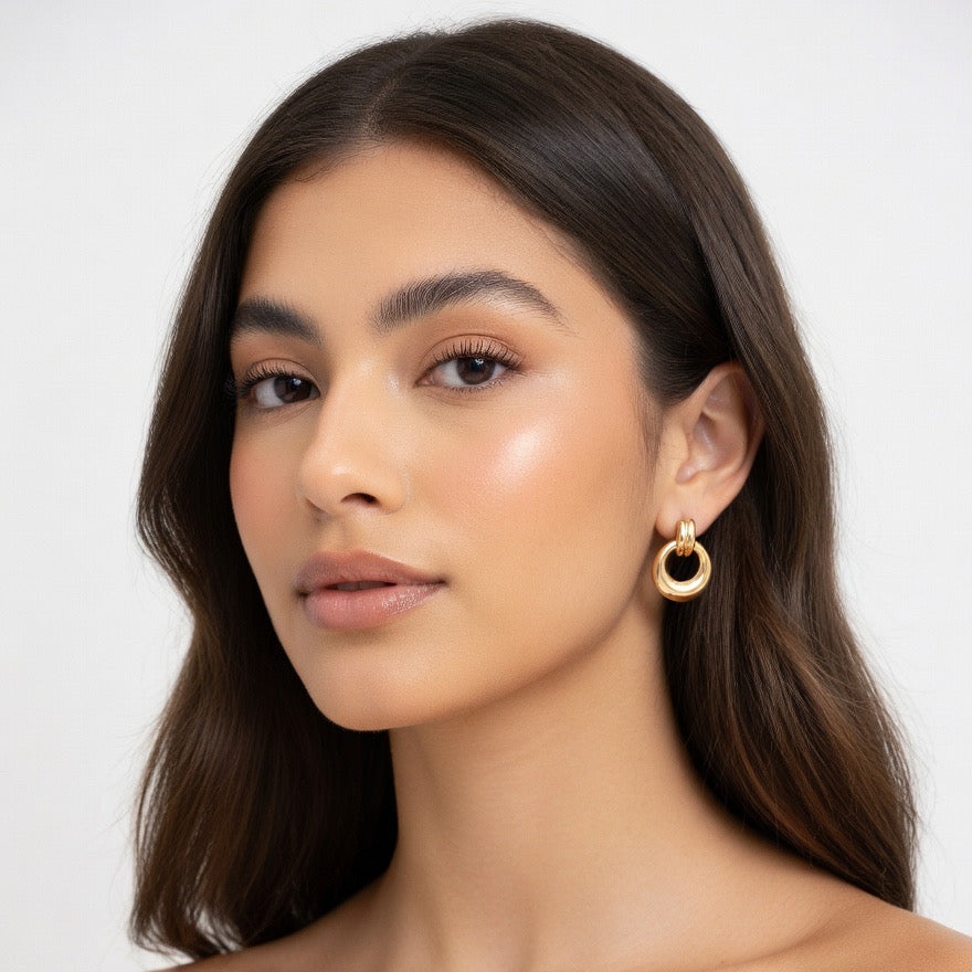 Brinco elos nó dourado - aço inoxidável