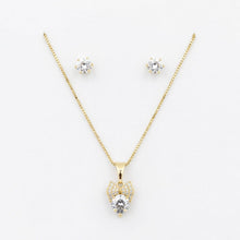 Conjunto infantil lacinho com ponto de luz dourado - Semijoia