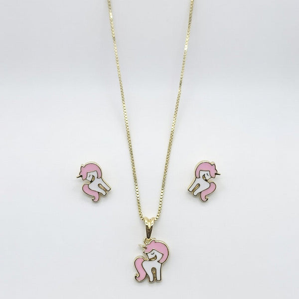 Kit Infantil Unicórnio Folheado a Ouro 18k