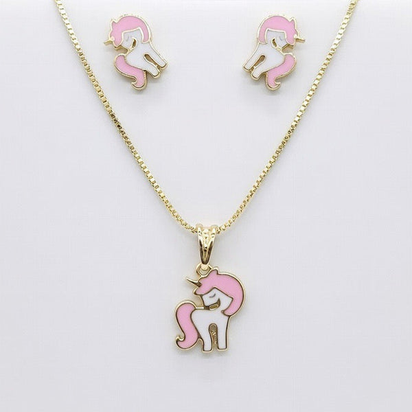 Kit Infantil Unicórnio Folheado a Ouro 18k