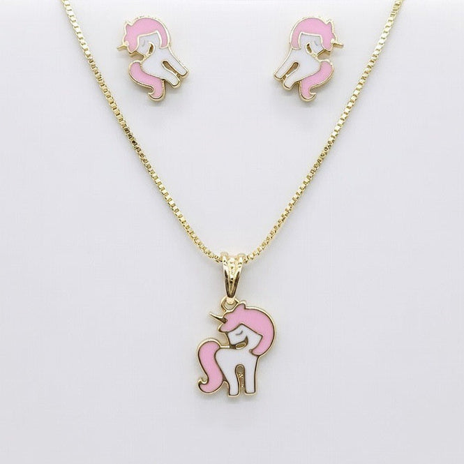 Kit Infantil Unicórnio Folheado a Ouro 18k