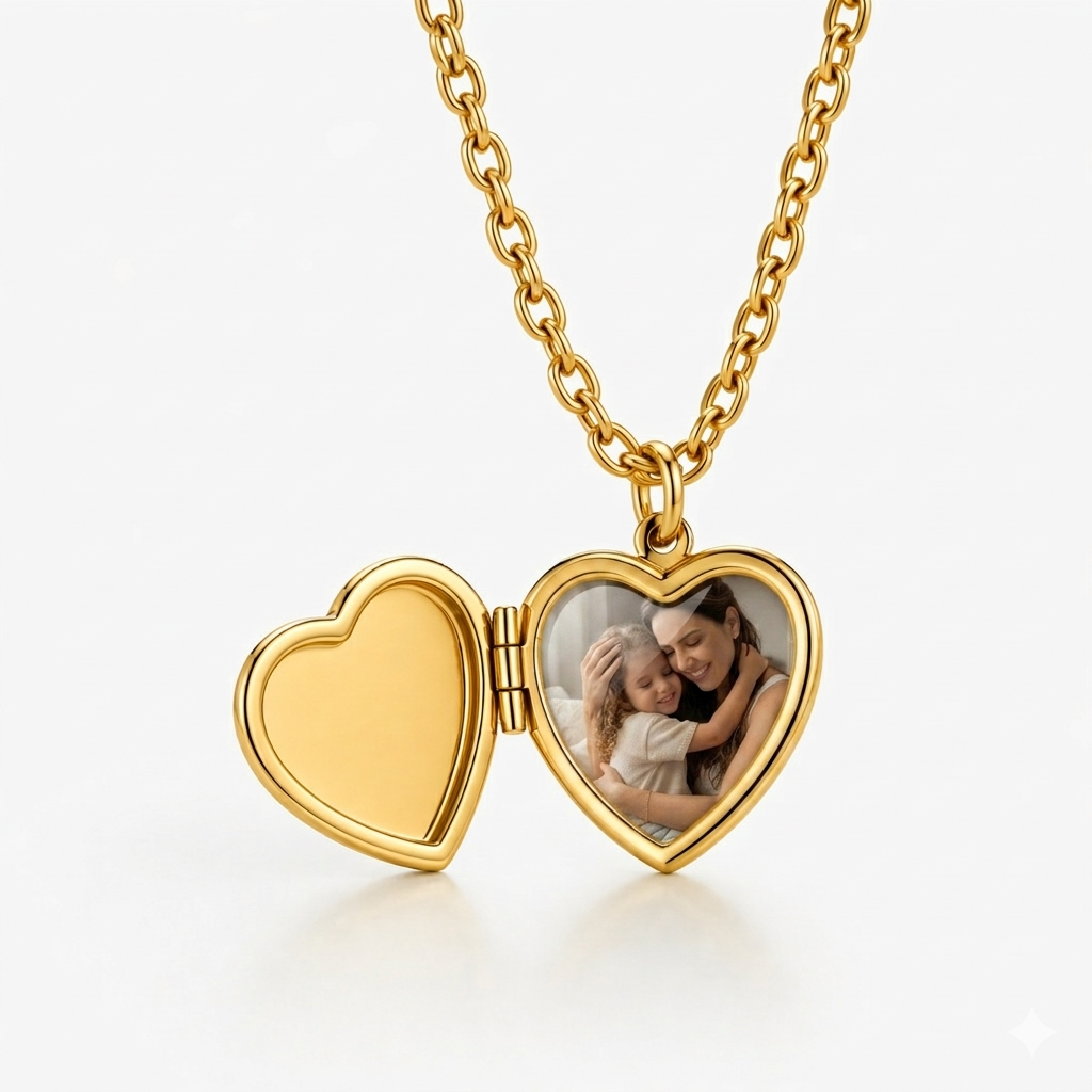 Relicário coração com imã dourado - Semijoia