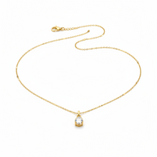 colar com pigente gota cristal dourado aço inoxidavel