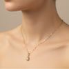 colar com pigente gota cristal dourado aço inoxidavel