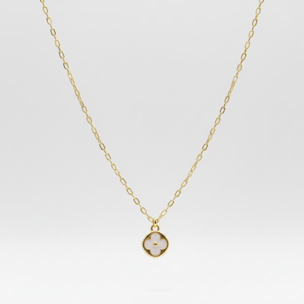Colar trevo madre pérola rose dourado semijoia