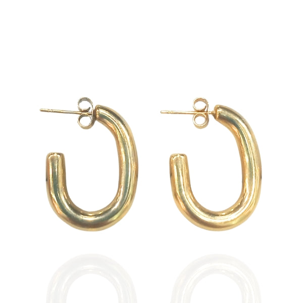 Argola Dourada Oval Aço Inoxidável