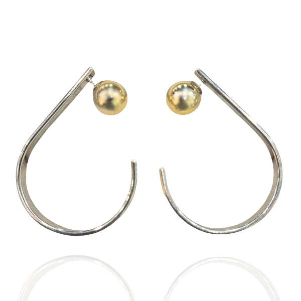 Brinco Argola J - Prata com fecho bola dourado