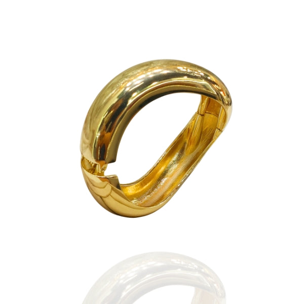 Bracelete Ondulado liso Bold Dourado - Folheado