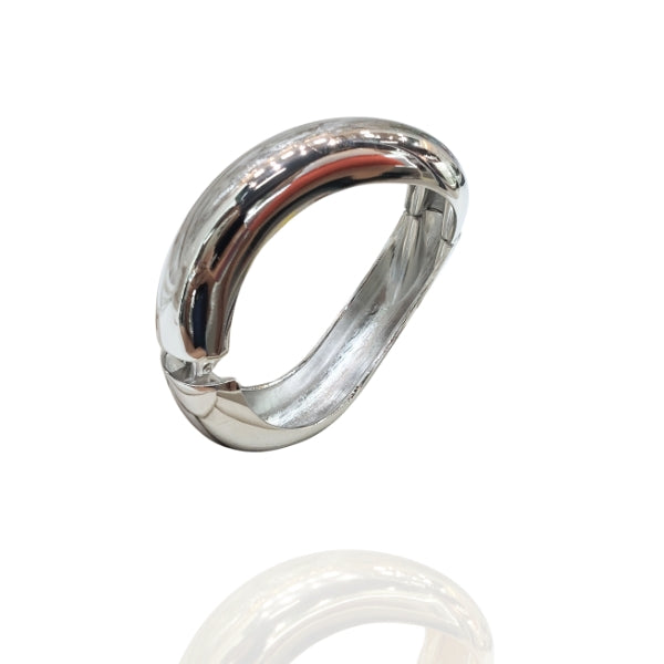 Bracelete Ondulado liso Bold Prata - Folheado