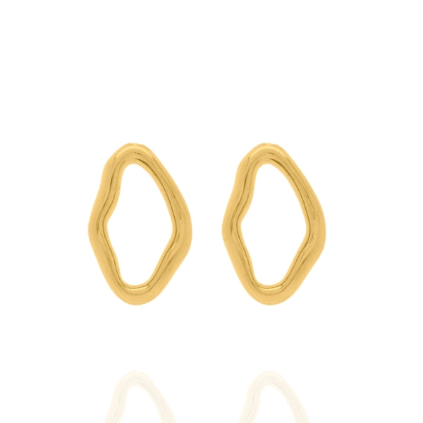 Brinco Orgânico Oval Vazado - Semijoia